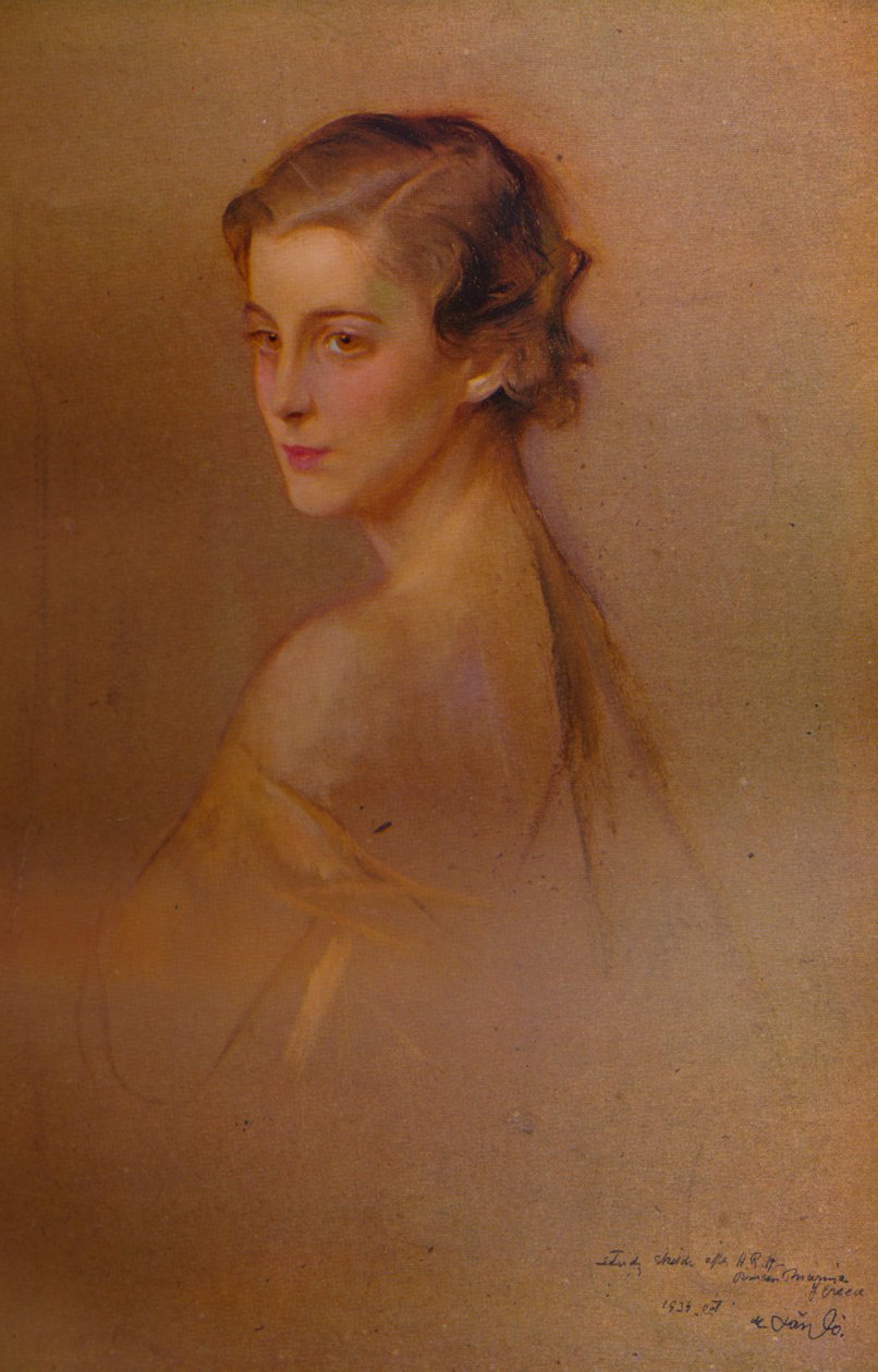 Studieportræt af HRH hertuginden af Kent, 1934 1935. Kunstnere: Fulop Laszlo, Philip A de Laszlo. af Philip de László