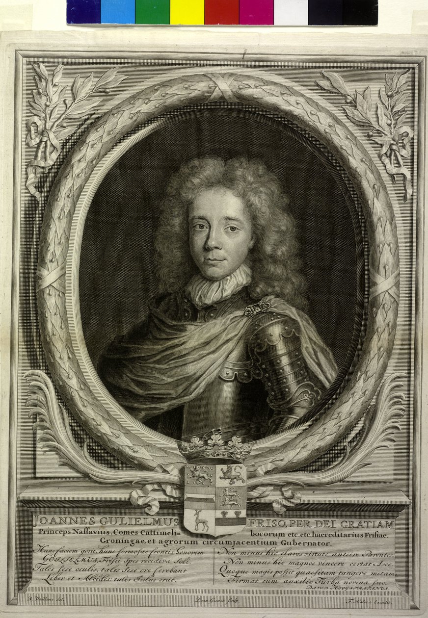 Greve af Nassau-Diez Johann William Friso (print) af Philip van Gunst