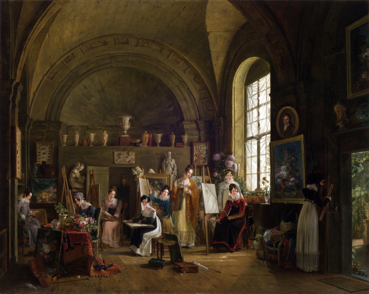 Interiør af Van Daels og hans elevers atelier på Sorbonne, 1816 af Philipe Jacques van Bree