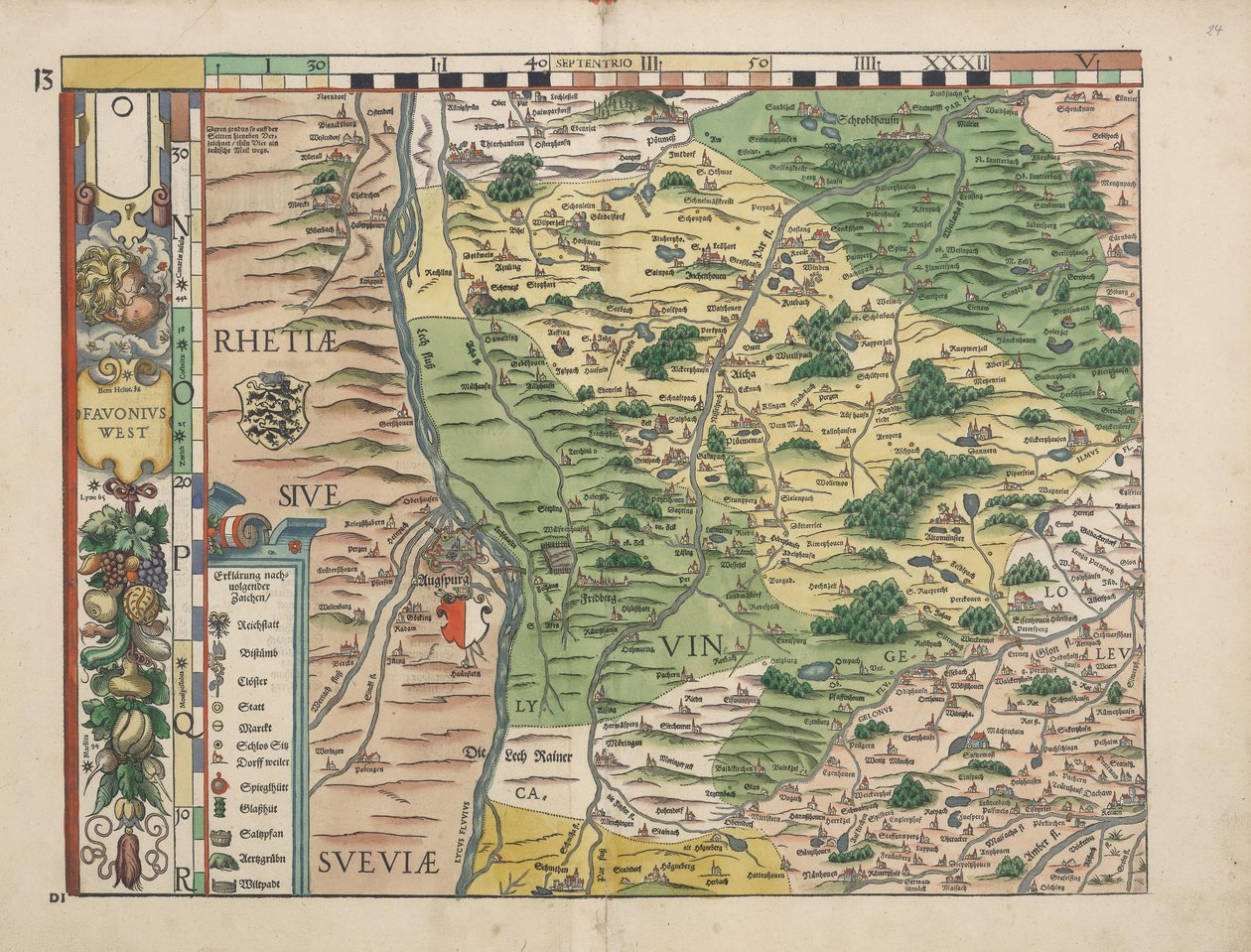 Bayerske country -tabletter fra 1568 (plade 13) af Philipp Apian