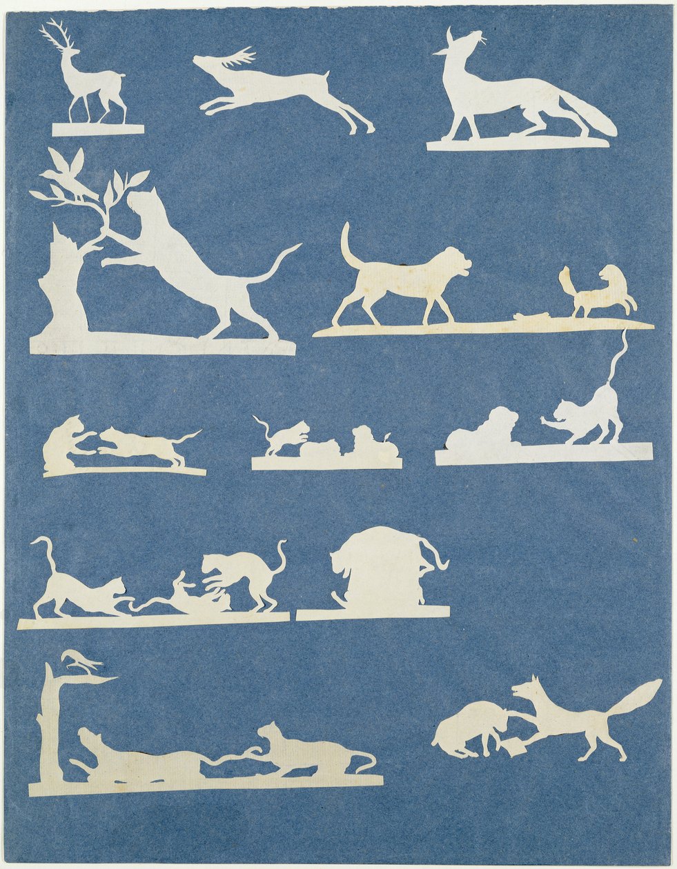 Dyrescener og legende katte (collage på papir) af Philipp Otto Runge