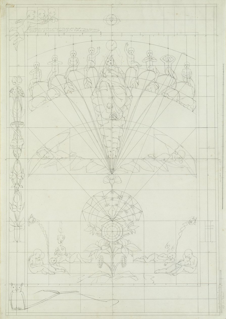 Kompositionsstudie til Natten, 1803 (pen og blæk på papir) af Philipp Otto Runge