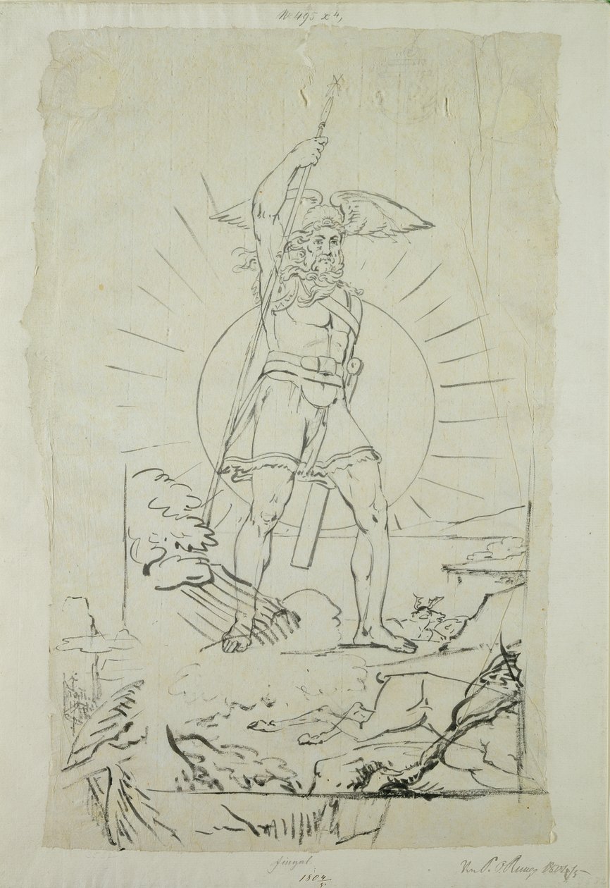 Fingal, 1804-5 (pen, blæk og blyant på papir) af Philipp Otto Runge