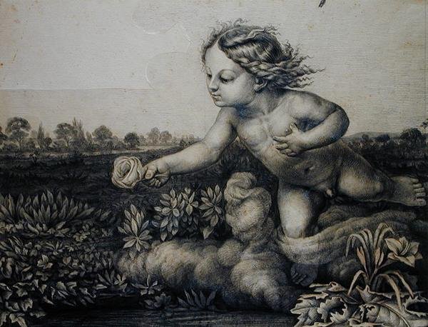 Genie med en rose, 1809 af Philipp Otto Runge