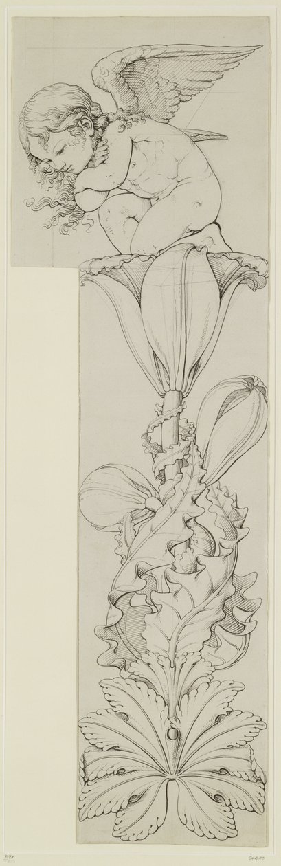 Genius of the Lily, 1809 (blyant og vask på papir) (højre fløj) af Philipp Otto Runge