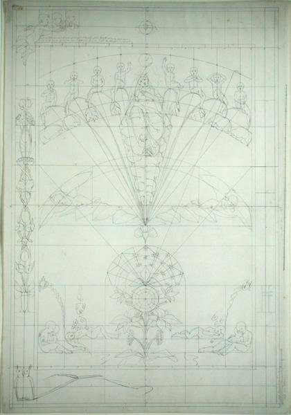 Nat (forberedende undersøgelse), 1803 (pen og sort blæk over blyant på papir) af Philipp Otto Runge