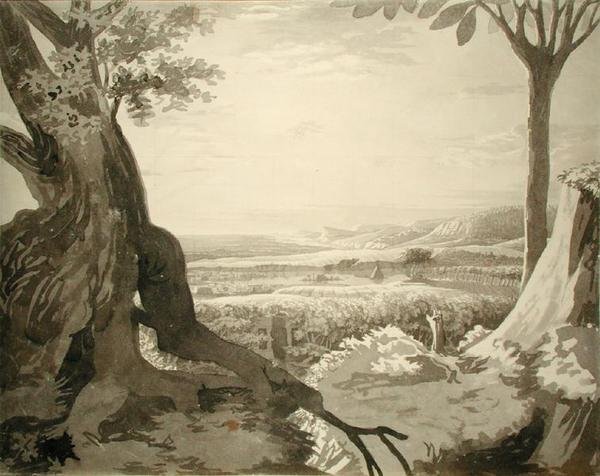 Nile Valley Landscape, 1805-6 (grå blyant på papir) af Philipp Otto Runge