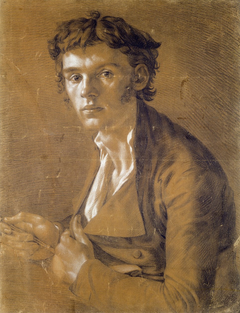 Selvportræt, 1802 (brunt og hvidt kridt på papir) af Philipp Otto Runge
