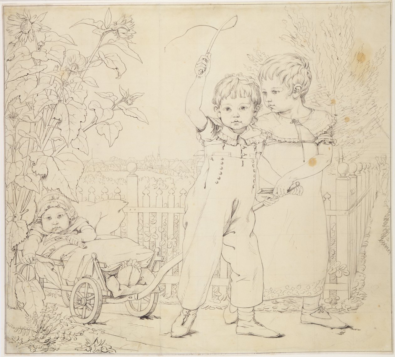 The Hulsenbeck Children, 1805-6 (pen og blæk over blyant på papir) af Philipp Otto Runge