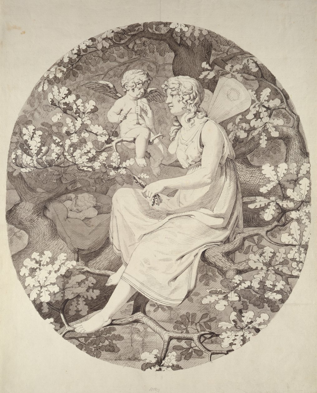 The Nightingales Lesson, 1802 (pen og blæk og vask på papir) af Philipp Otto Runge