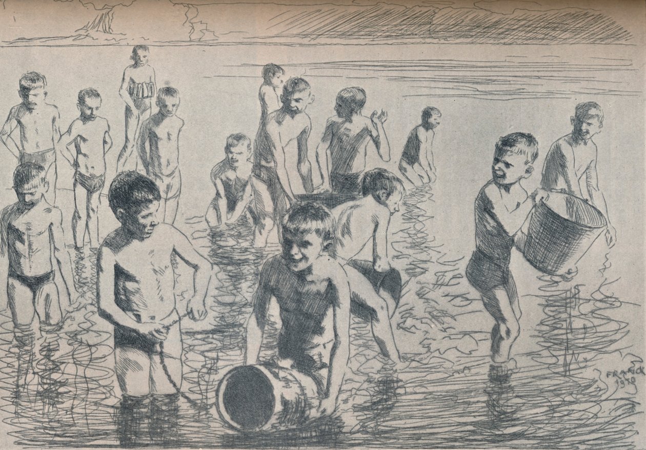 Drenge bader, c1911 af Philipp Franck