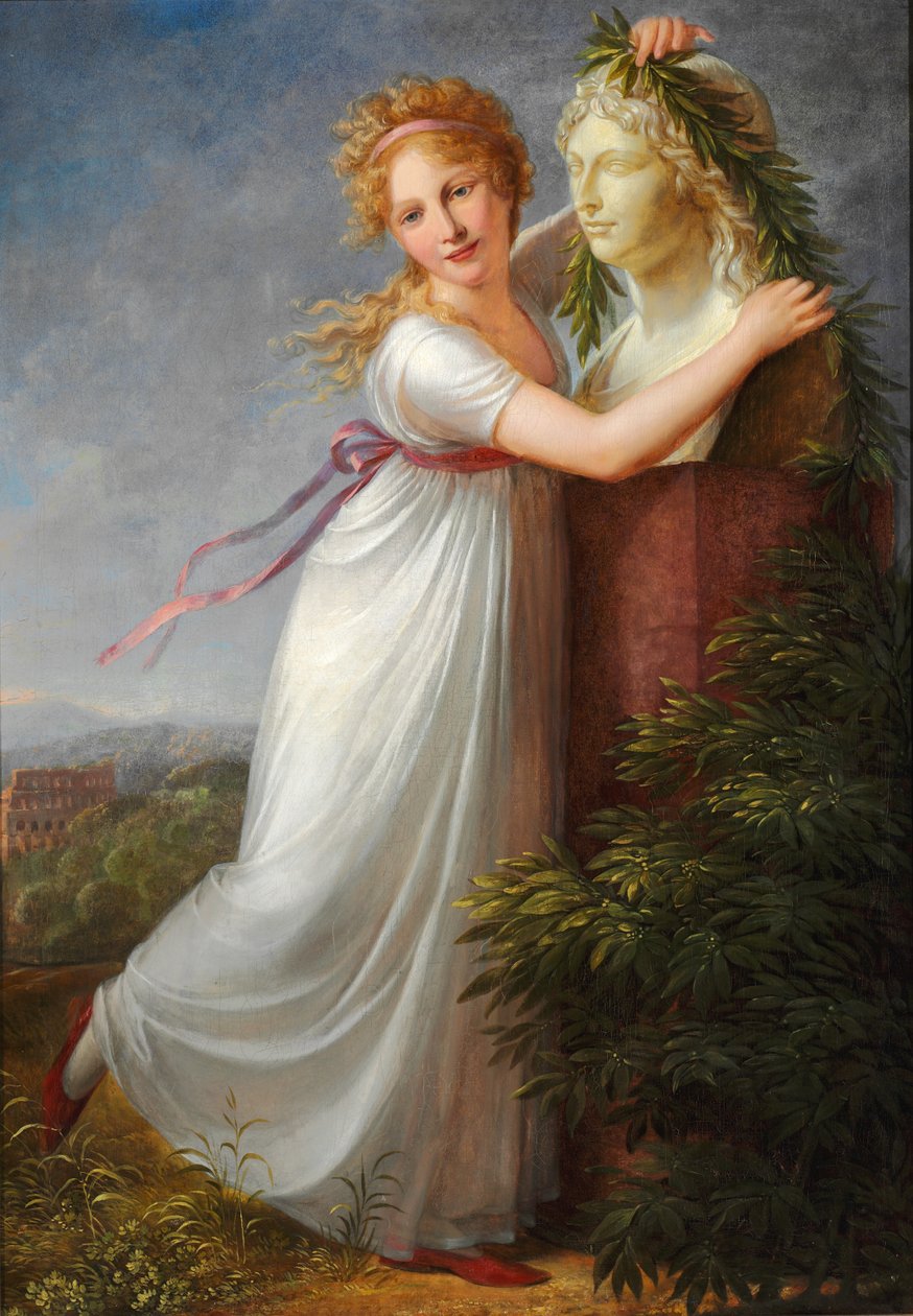 Ida smyger sig om sin mors buste af Philipp Friedrich von Hetsch
