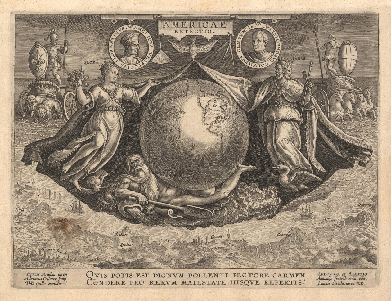 America Revetio Cover, 1591 af Philipp Galle