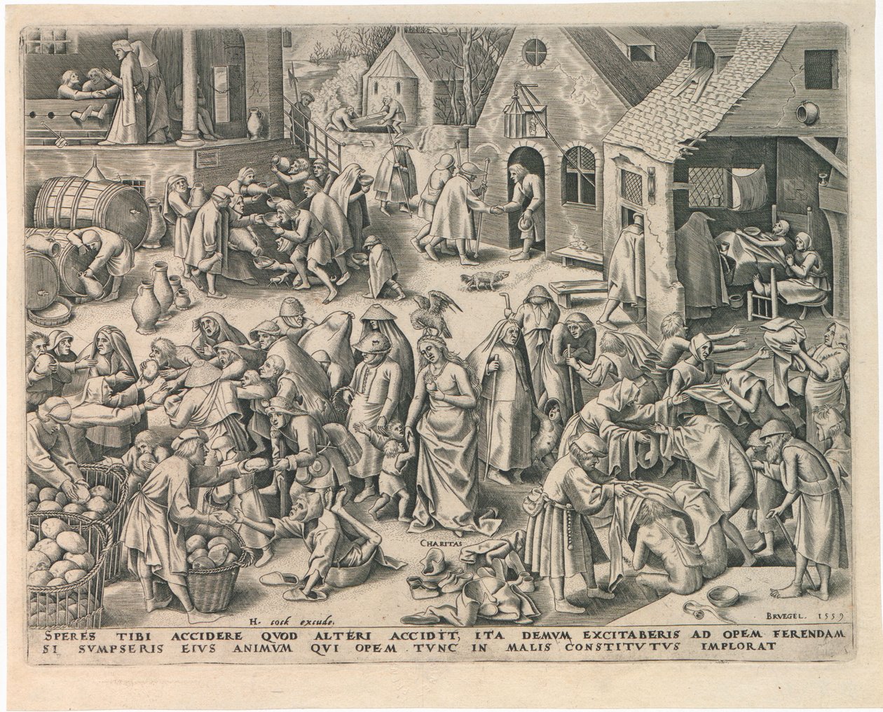 Caritas Charity fra De syv dyder, 1559. af Philipp Galle