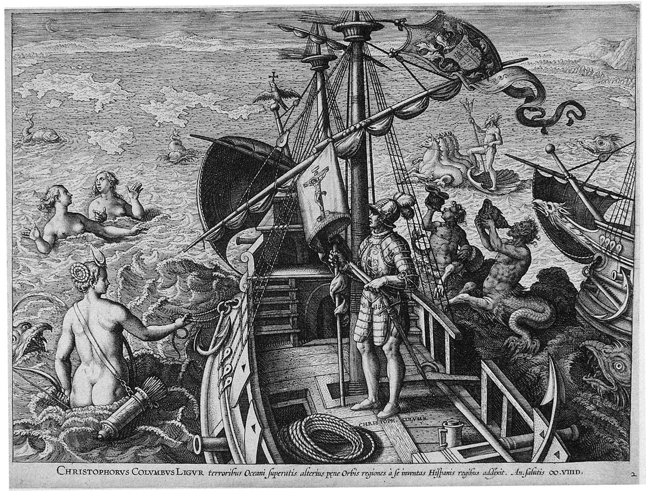 Christophorus Columbus Ligur America Retectio, 1591 af Philipp Galle