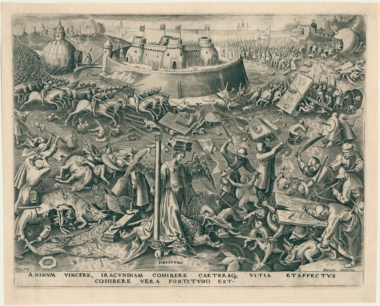 Fortitudo Fortitude fra De syv dyder, 1559. af Philipp Galle