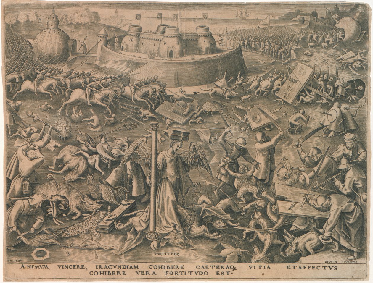 Fortitudo Fortitude fra De syv dyder, 1559. af Philipp Galle