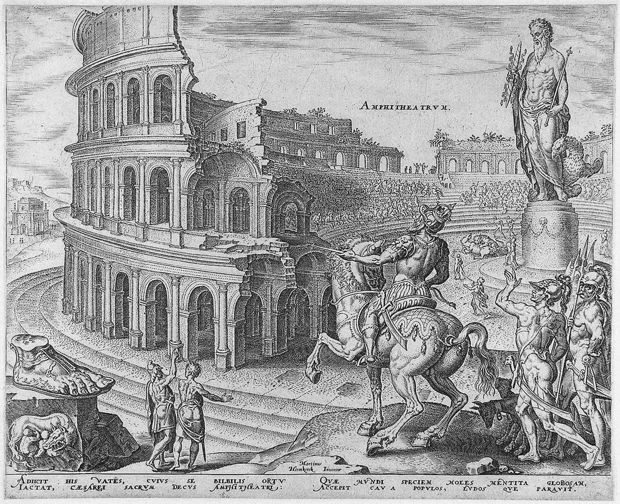 Colosseum i Rom fra serien Verdens ottende vidundere efter Maarten van Heemskerck, 1572 af Philipp Galle