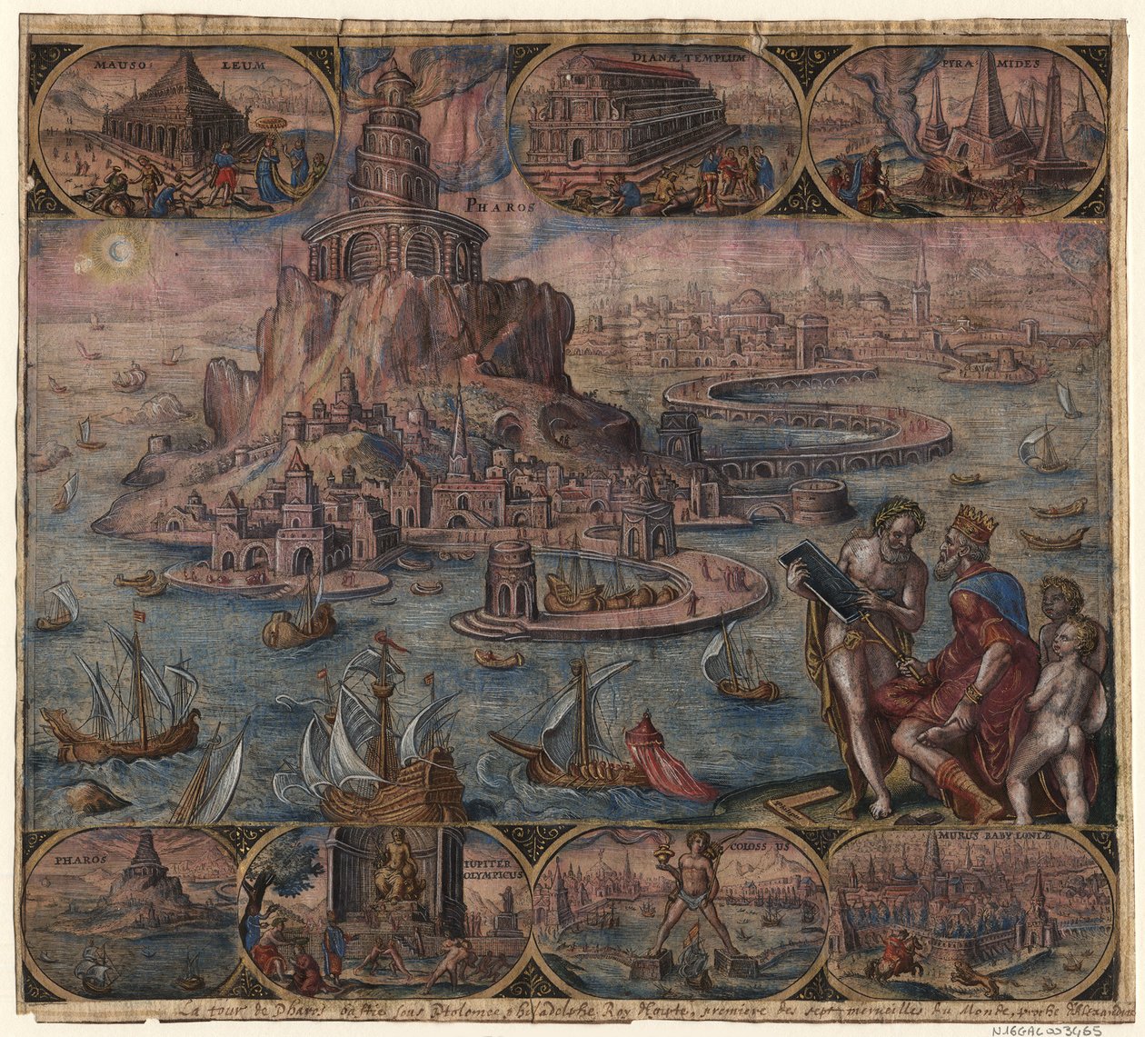 Fyrtårnet i Alexandria fra serien Verdens ottende vidundere efter Maarten van Heemskerck, 1572 af Philipp Galle