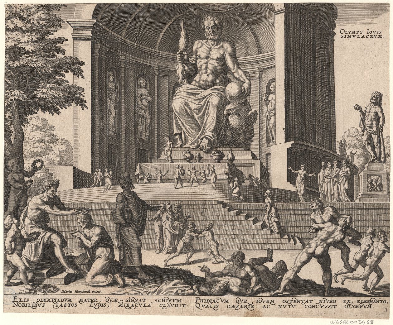 Statuen af Jupiter ved Olympia fra serien Verdens ottende vidundere efter Maarten van Heemskerck, 1572 af Philipp Galle
