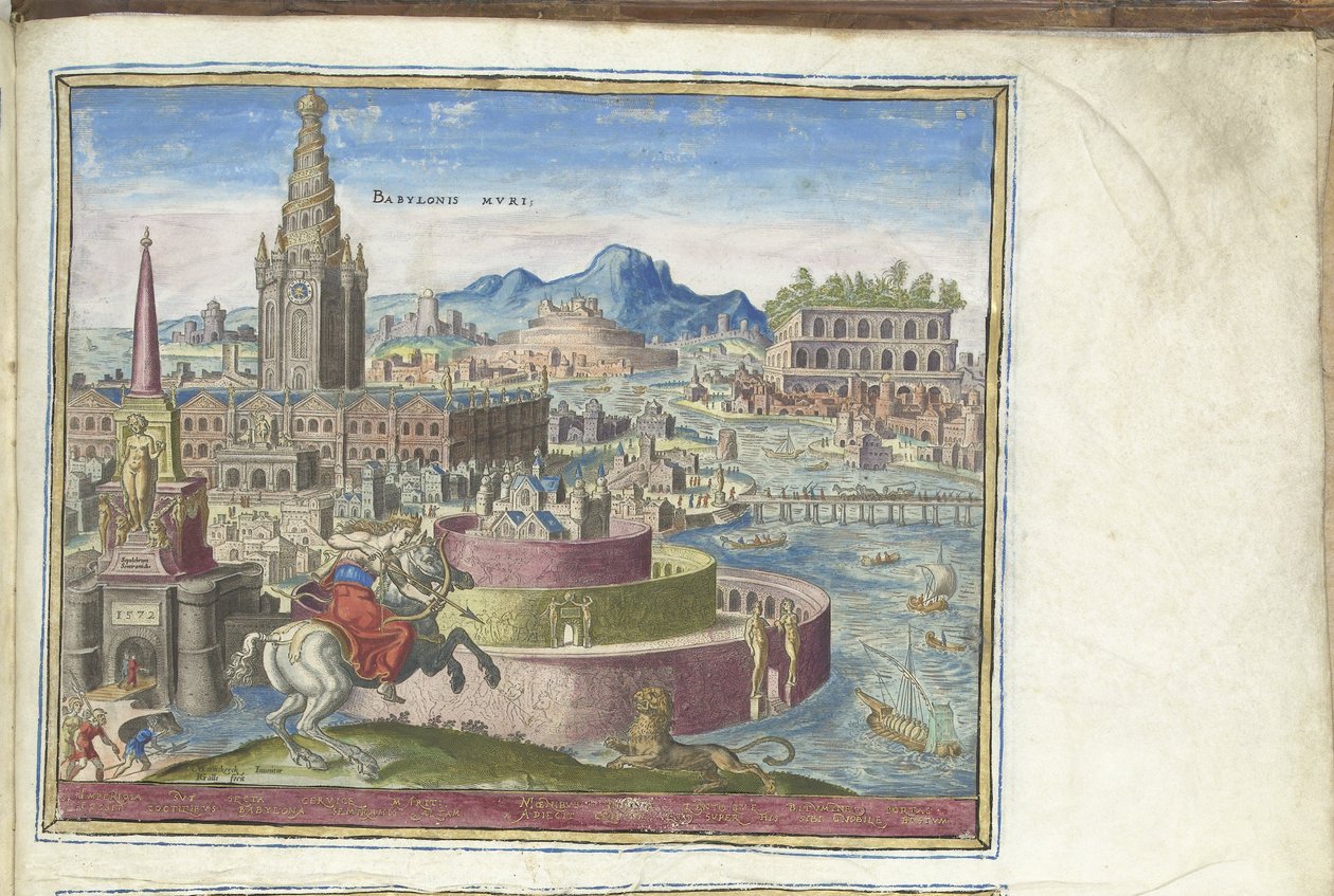 The Walls of Babylon fra serien The Eightth Wonders of the World, 1572 af Philipp Galle