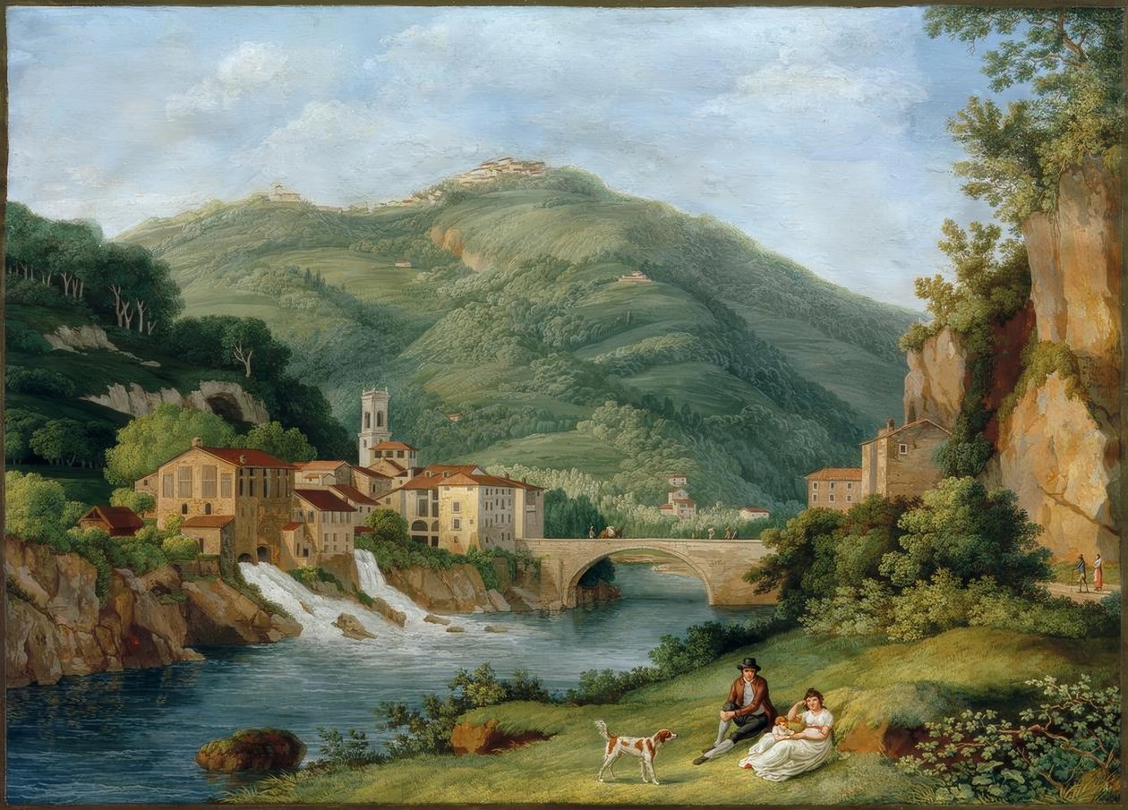 Hackert, Brücke bei Serraglio på Lima i Bagni di Lucca af Philipp Hackert