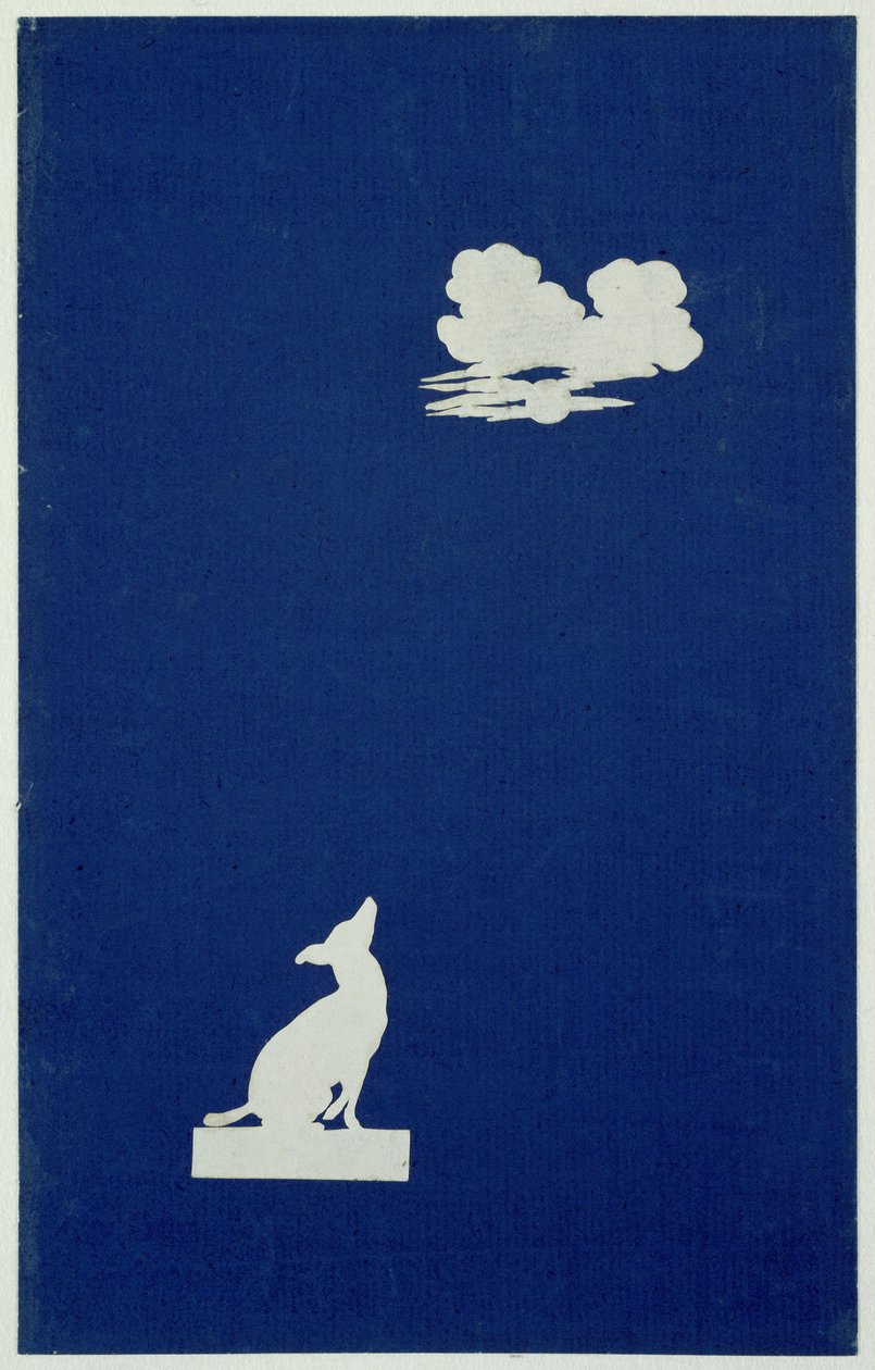 En hund hyler på månen (collage på papir) af Philipp Otto Runge