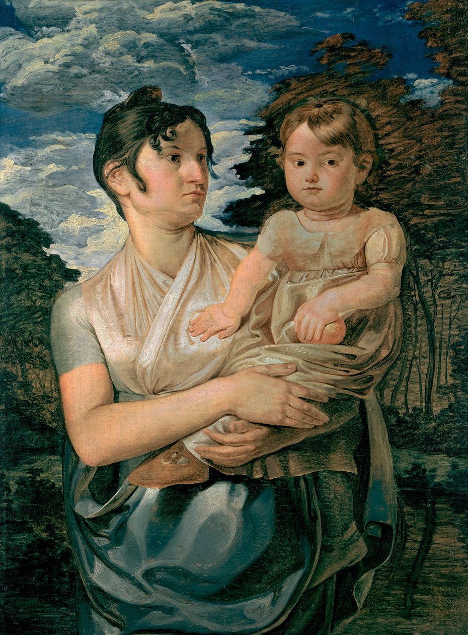 Pauline Runge med sin toårige søn / Kunstnerens kone og søn af Philipp Otto Runge