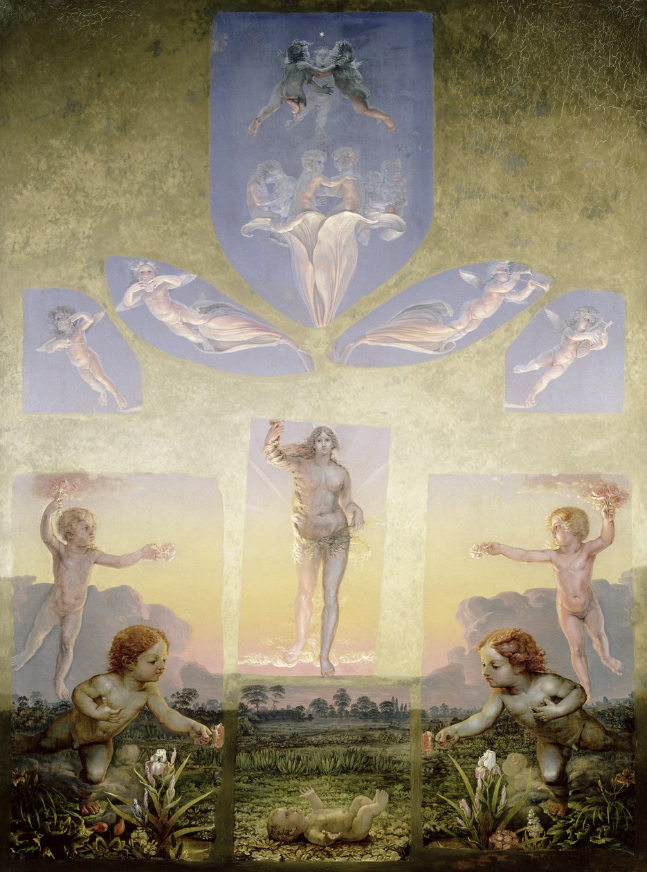 The Morning (anden version), ca. 1808-9 (olie på lærred) (se 147752) af Philipp Otto Runge