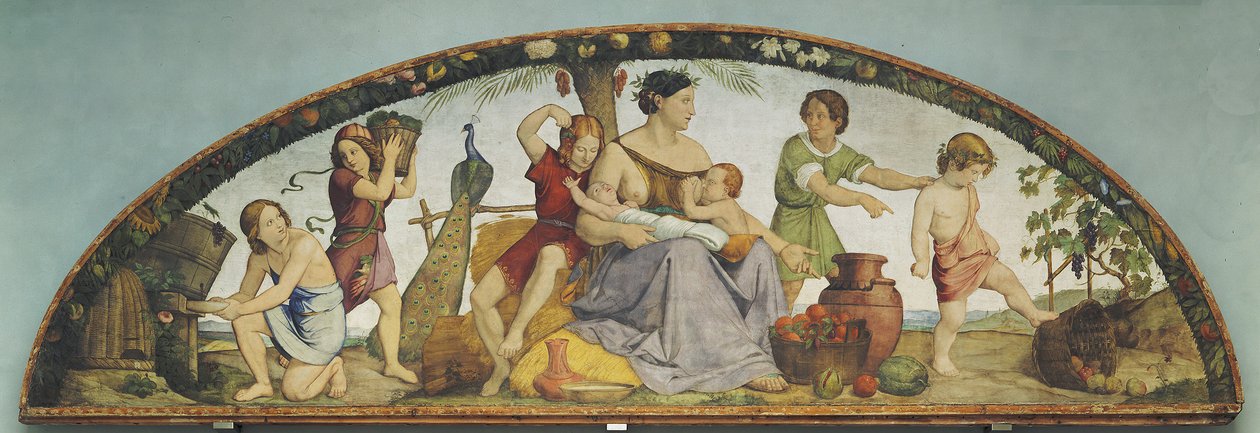 De syv fede år. Lunette fra den ottedelte cyklus fra Casa Bartholdy i Rom af Philipp Veit