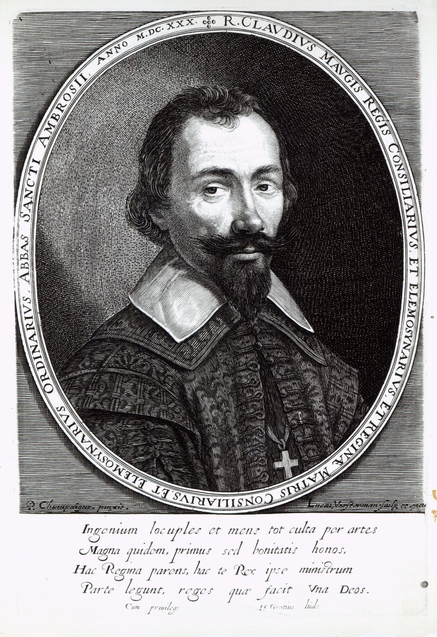 Et portræt af Claude Maugis, rådgiver for Marie de Medici af Philippe de Champaigne
