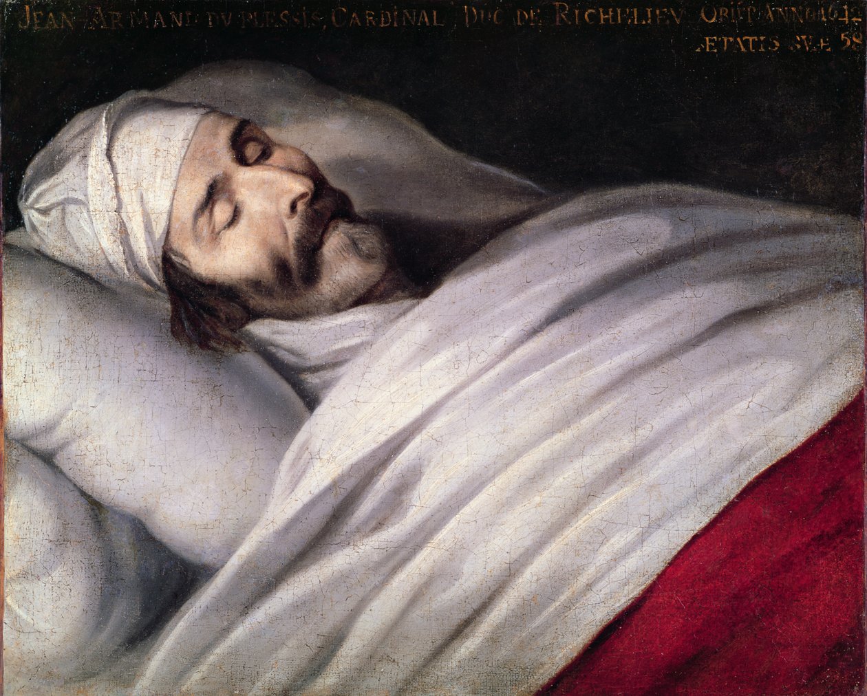 Kardinal Richelieu (1585-1642) på sit dødsleje af Philippe de Champaigne