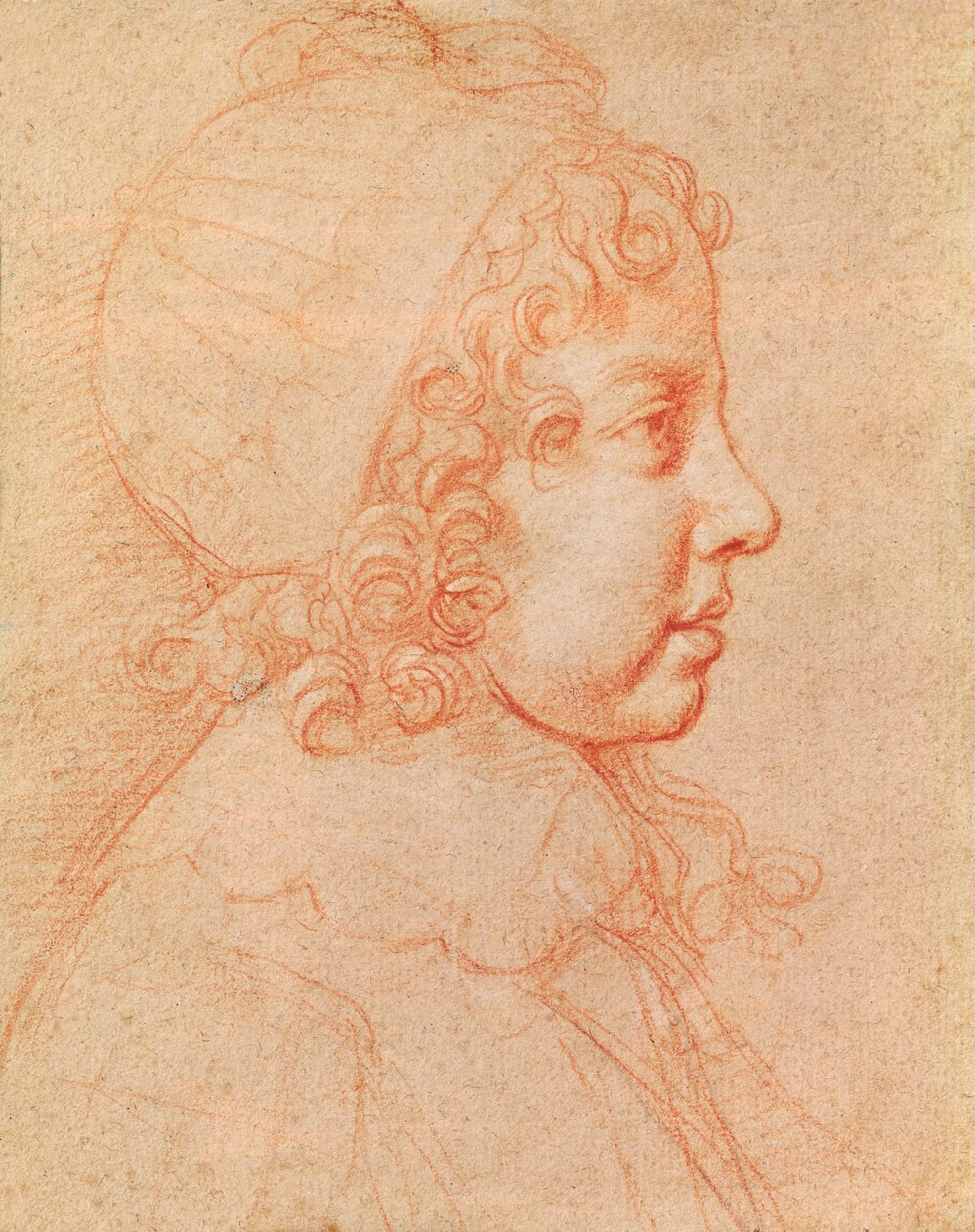 Portræt af Ludvig XIV som barn (rødt kridt på papir) af Philippe de Champaigne