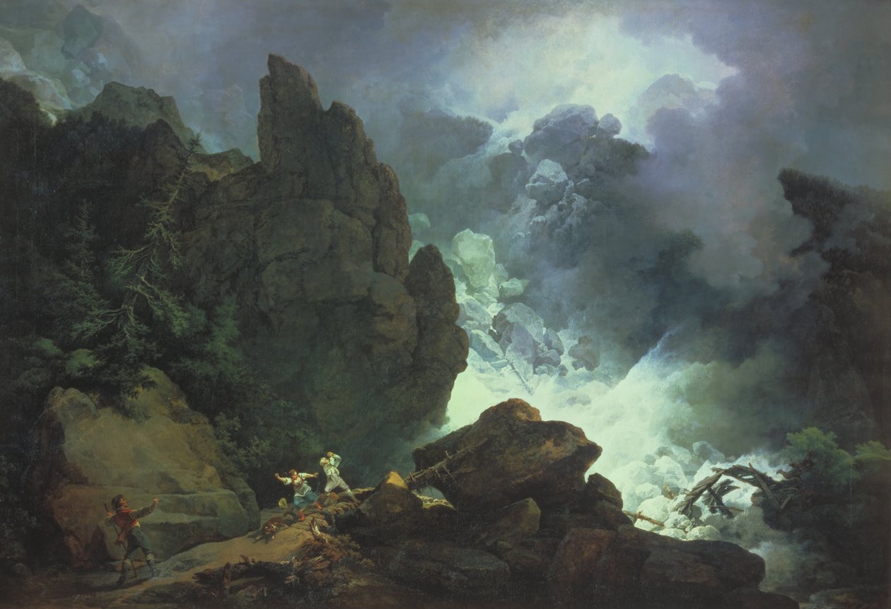 En lavine i Alperne af Philippe-Jacques de Loutherbourg