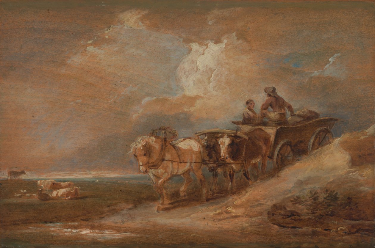 Landskab med hest og oksevogn af Philippe Jacques de Loutherbourg