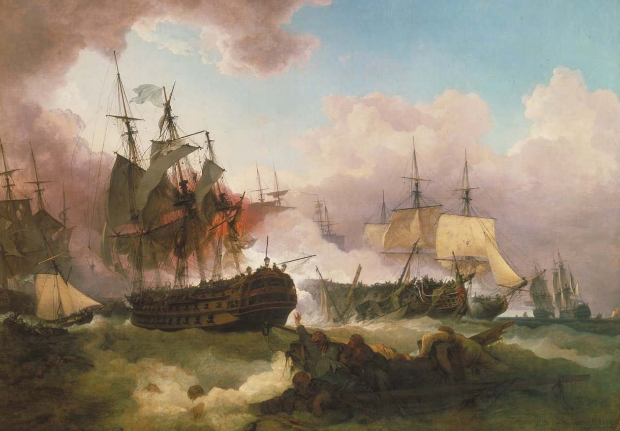 Slaget ved Camperdown af Philippe Jacques de Loutherbourg