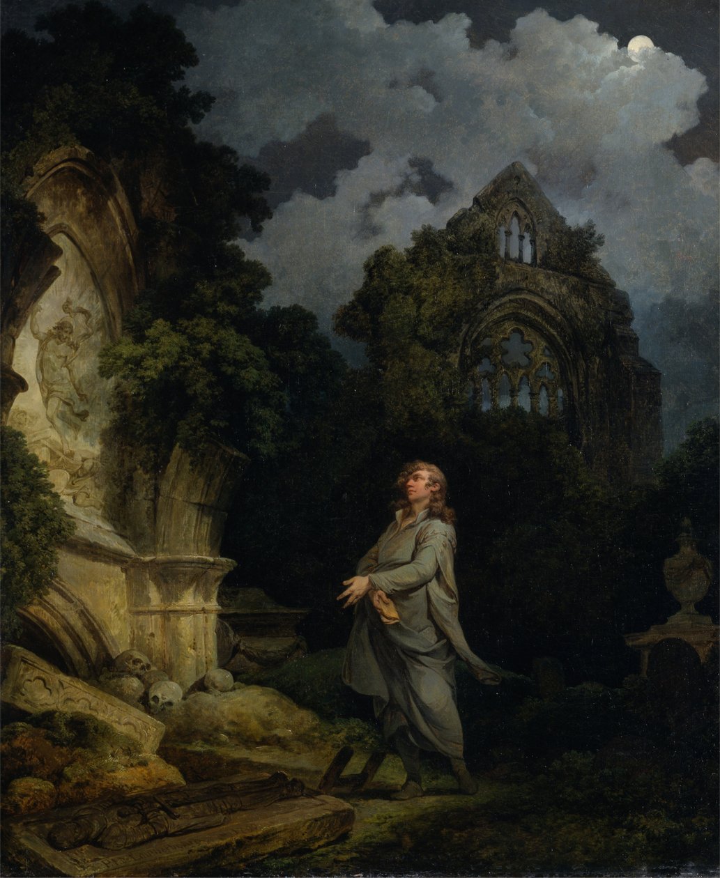 Besøgende på en måneskin kirkegård af Philippe Jacques de Loutherbourg