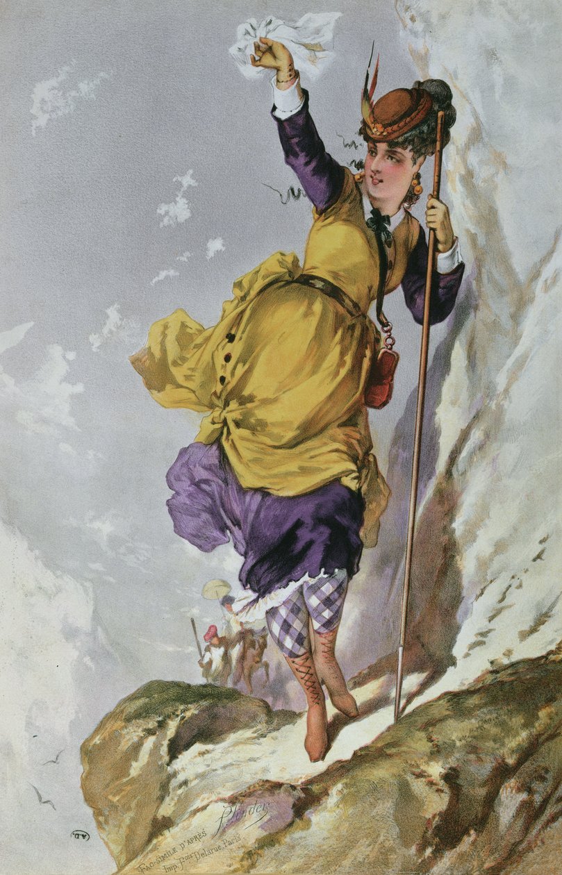 Kvinde bjergbestigning, ca. 1860-70 af Philippe Jacques after Linder