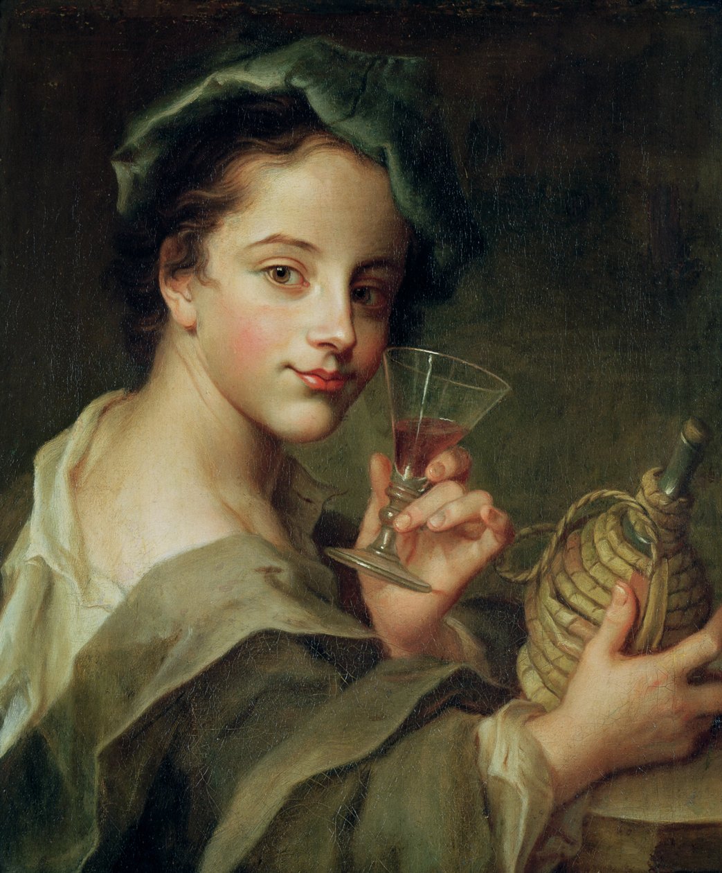 Kvinde med et glas vin af Philippe Mercier