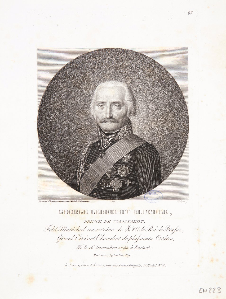 Portræt af George Lebrecht Blucher, 1814 af Philippe Velyn