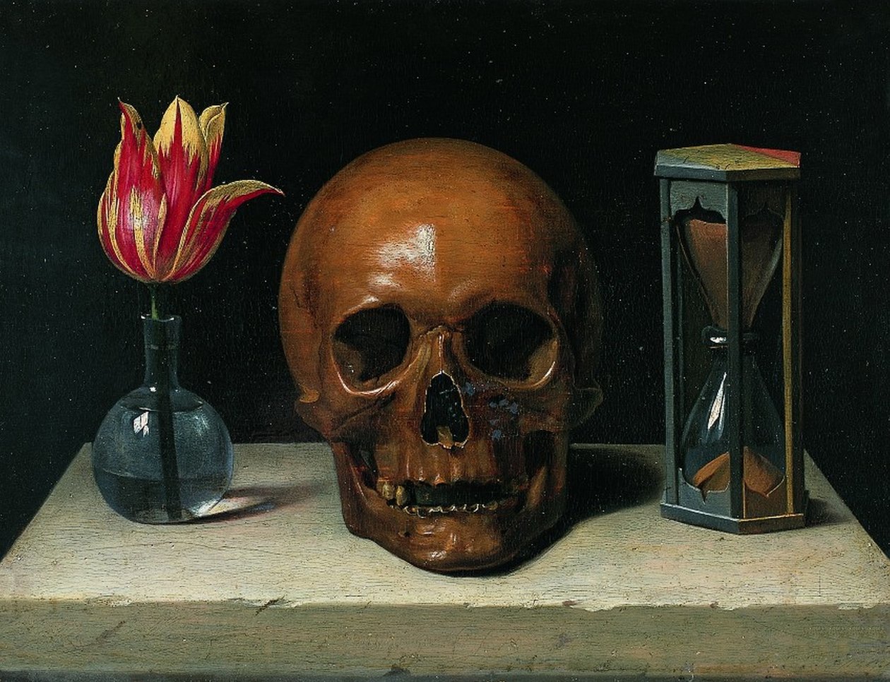 Stilleben med et kranium, vanitas-maleri af Philippe de Champaigne