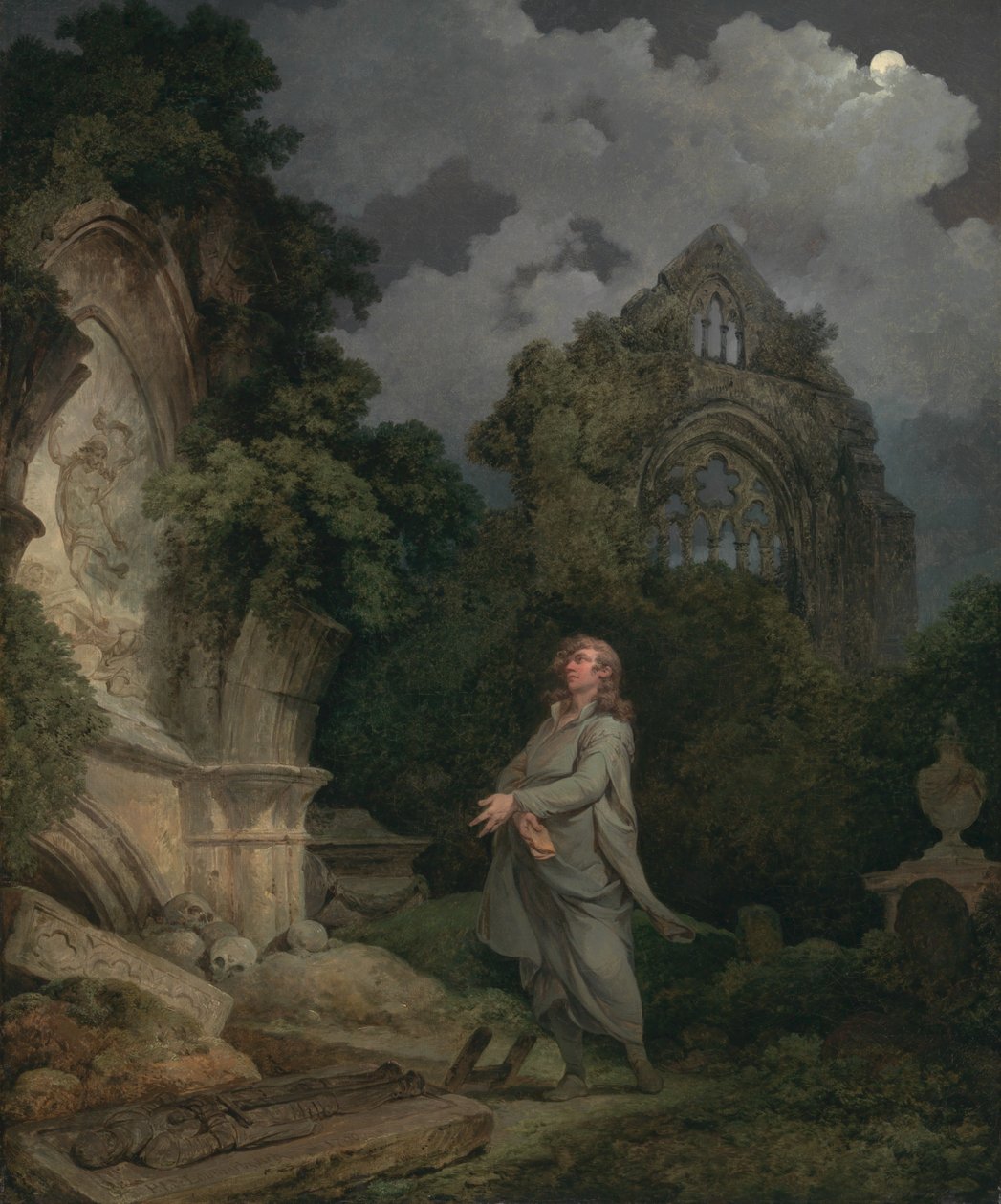 En filosof i en månebelyst kirkegård af Philippe-Jacques de Loutherbourg