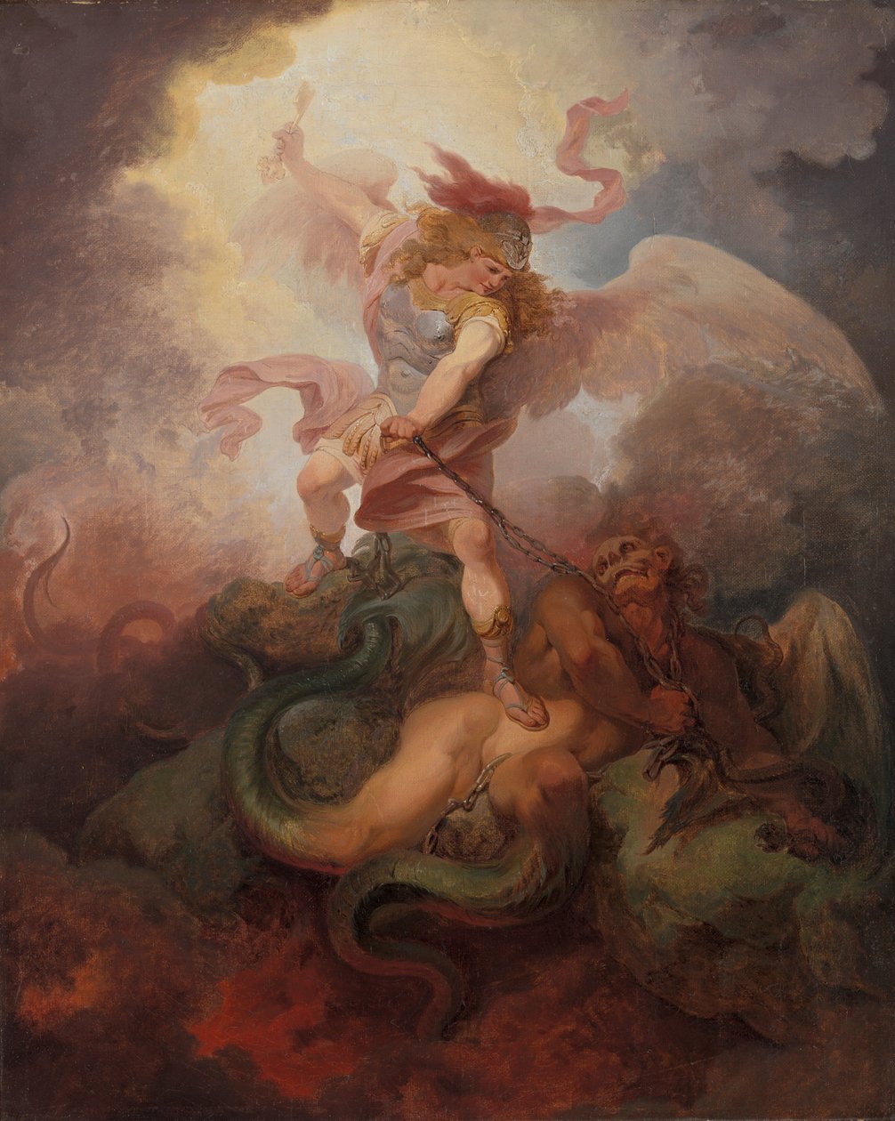 Englen binder Satan af Philippe-Jacques de Loutherbourg