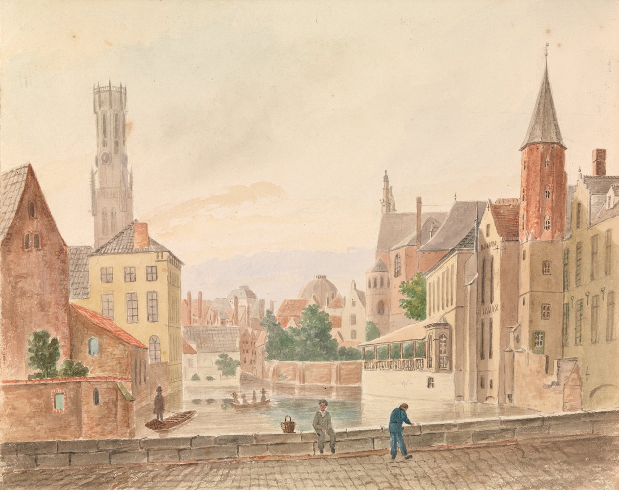 Brugge (akvarel på papir) af Philippe Auguste de Peellaert