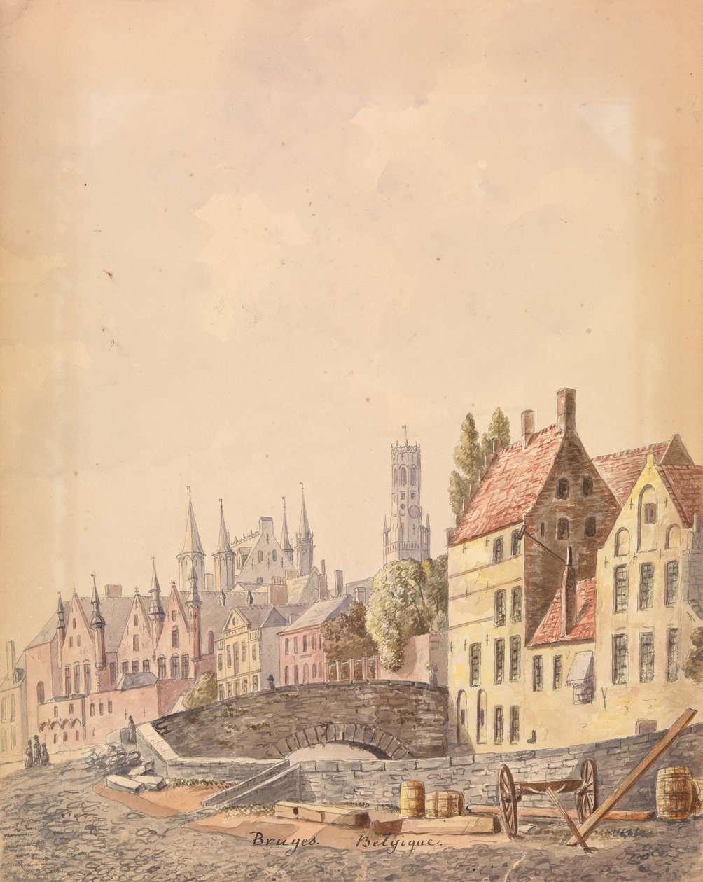 Brugge (akvarel på papir) af Philippe Auguste de Peellaert
