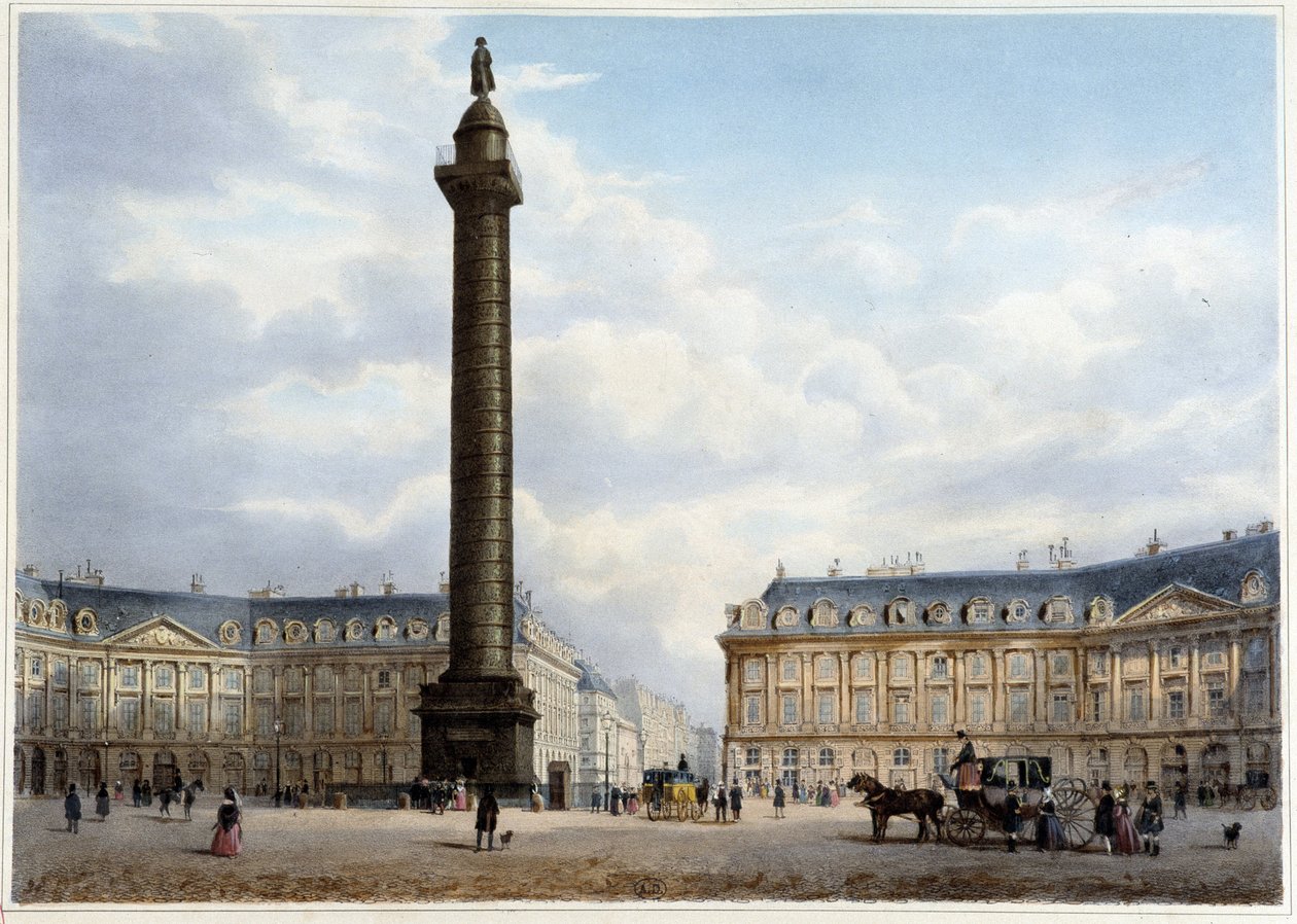 Column de la Place Vendôme - i ""Gå i Paris og dens omgivelser"", designet af Jacottet og Benoist, ca. 1840 af Philippe Benoist