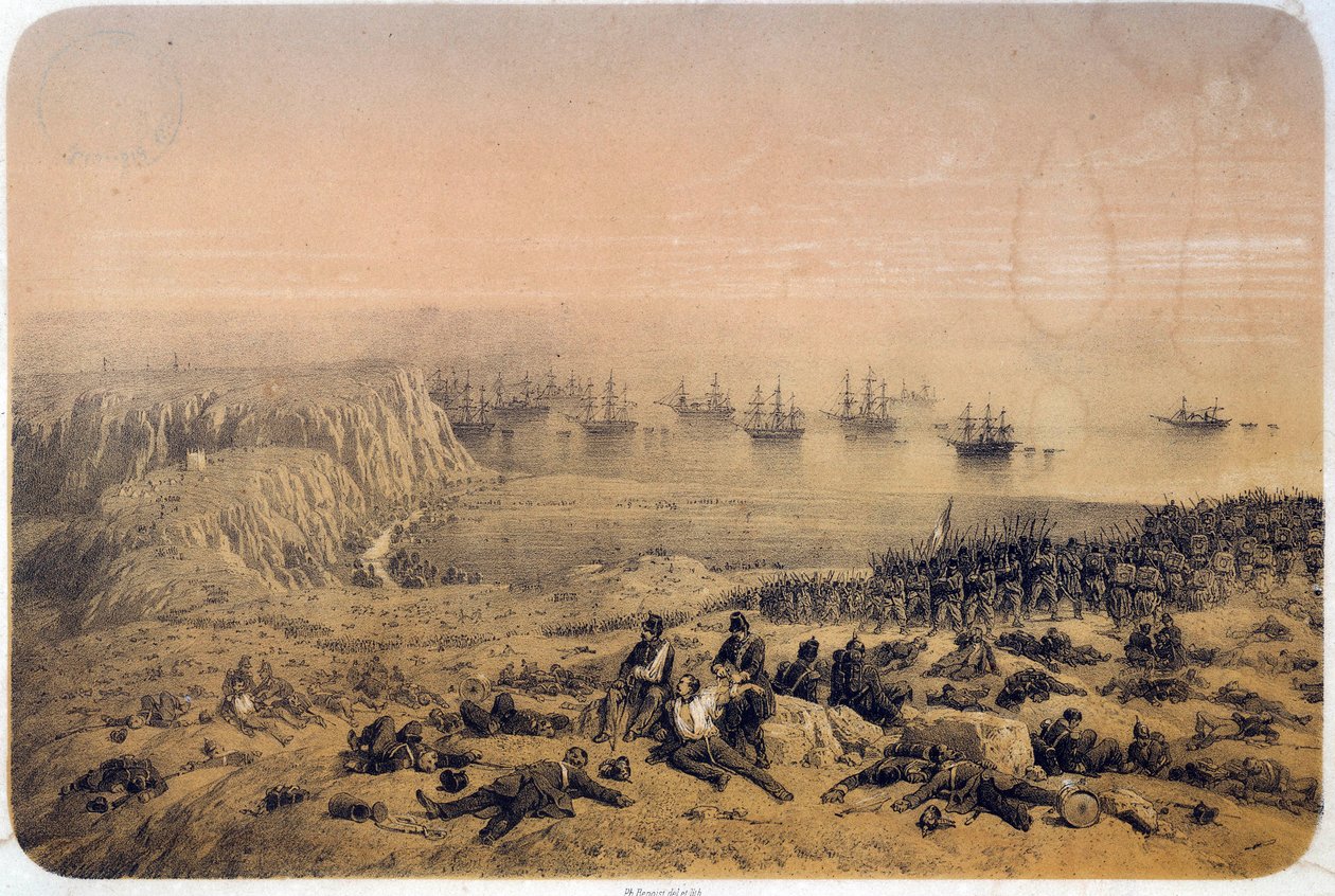 Krimkrigen (1853-1856): Slaget ved Alma den 20.09.1854. Illustration af Philippe Benoist