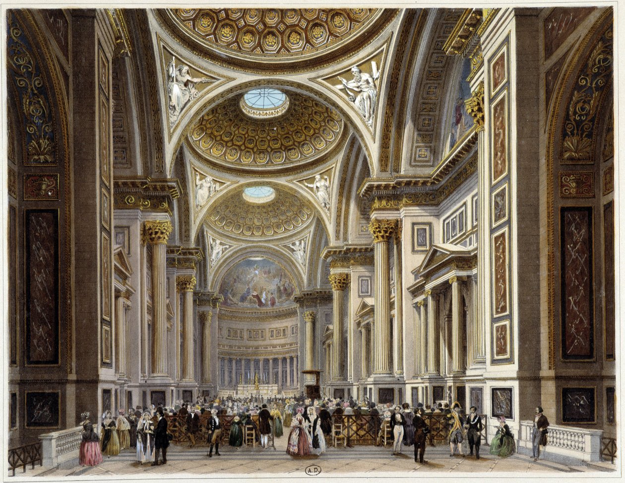 Interiør af Madeleine-kirken - i “” Promenade dans Paris et ses environs””, tegninger af Jacottet og Benoist, red. Gihaut Frères af Philippe Benoist