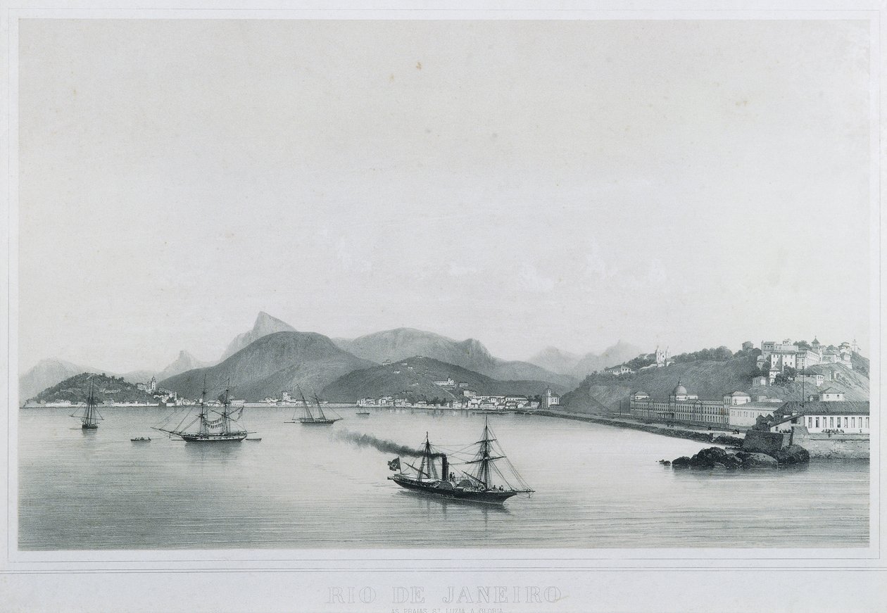 Nine panoramic views of Rio de Janeiro: As Praias Santa. Luzia a Gloria, 1862dani af Philippe Benoist