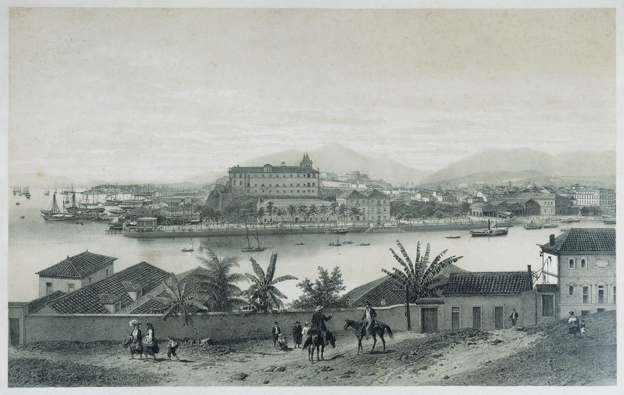 Nine panoramic views of Rio de Janeiro: Da Ilha das Cobras, 1862dani af Philippe Benoist